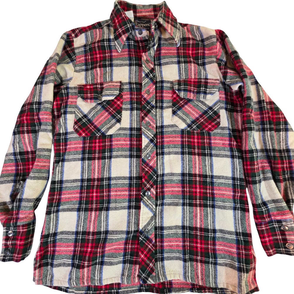 Vintage DEE CEE RAPPERS‎ Men's M Plaid Flannel Shirt Red Green Outdoor Workwear